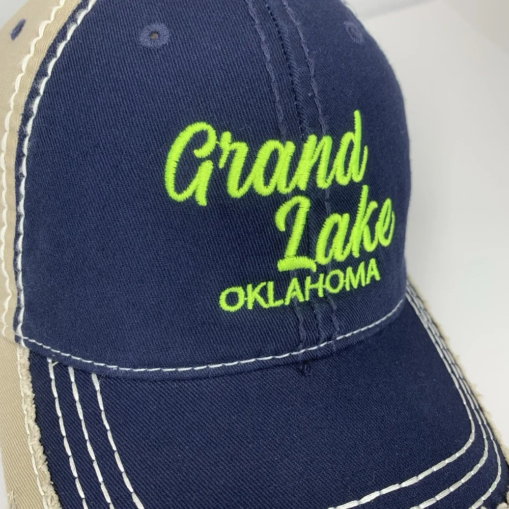 Grand Lake Oklahoma Hat Distressed Adjustable OSFM Otto Souvenir Baseball Cap